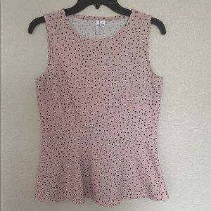 Elle Pink Sleeveless Blouse with Black Dots